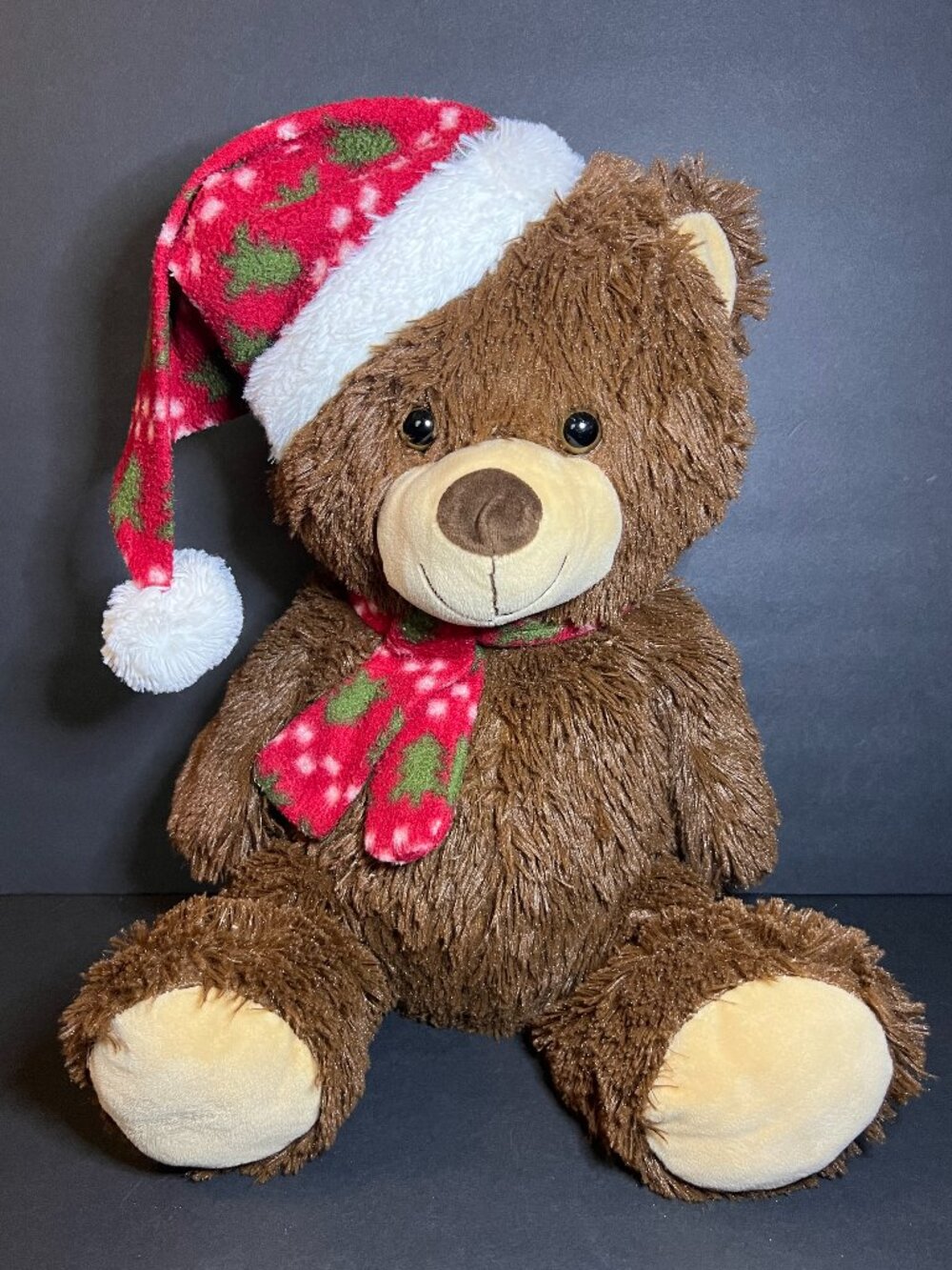 Back2Fun Plush Pals Winter Christmas Attire Brown Teddy Bear Animal Toy 15"